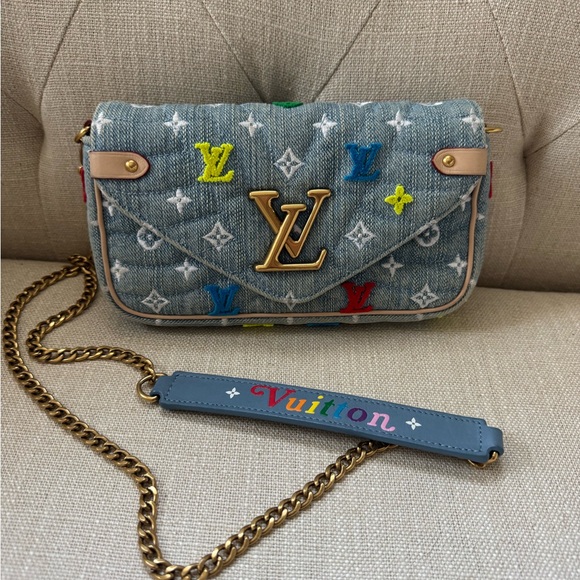 Louis Vuitton New Wave denim crossbody very rare - Picture 1 of 8